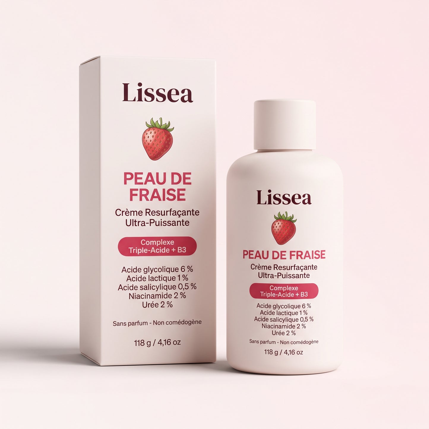 Lissea Peau de Fraise - boite et flacon 118 g