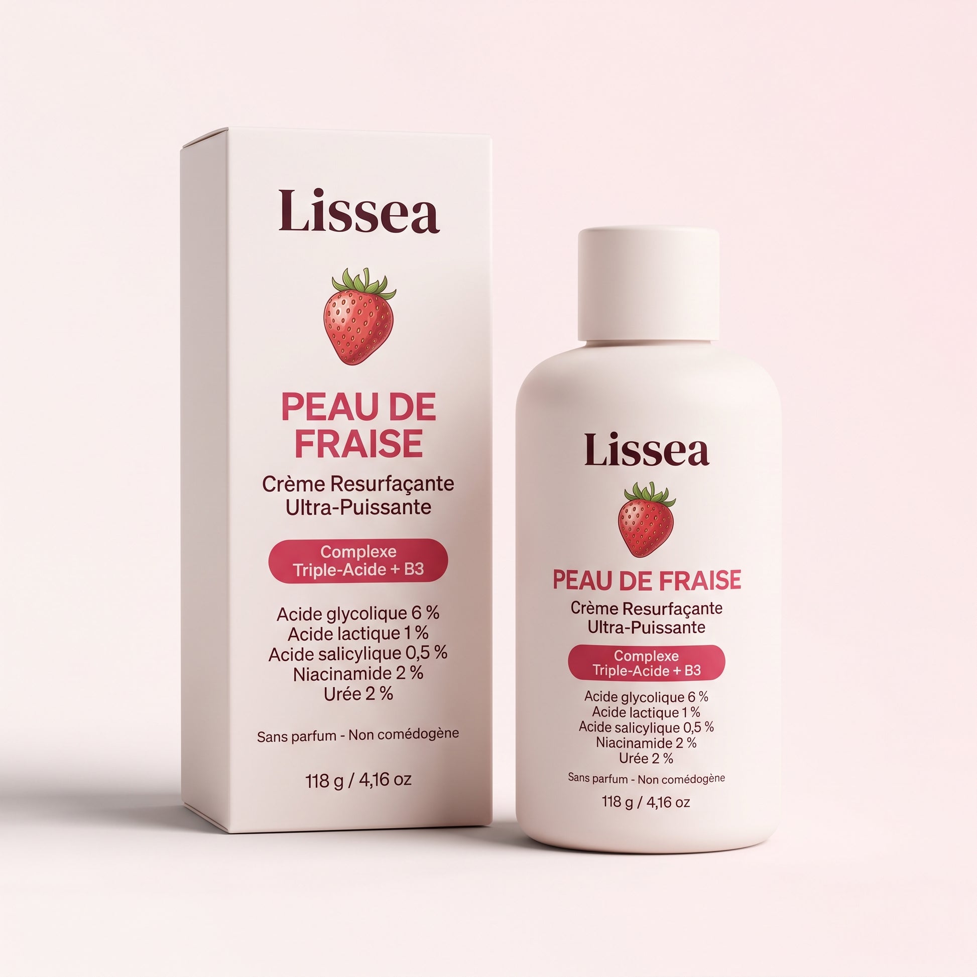 Lissea Peau de Fraise - boite et flacon 118 g
