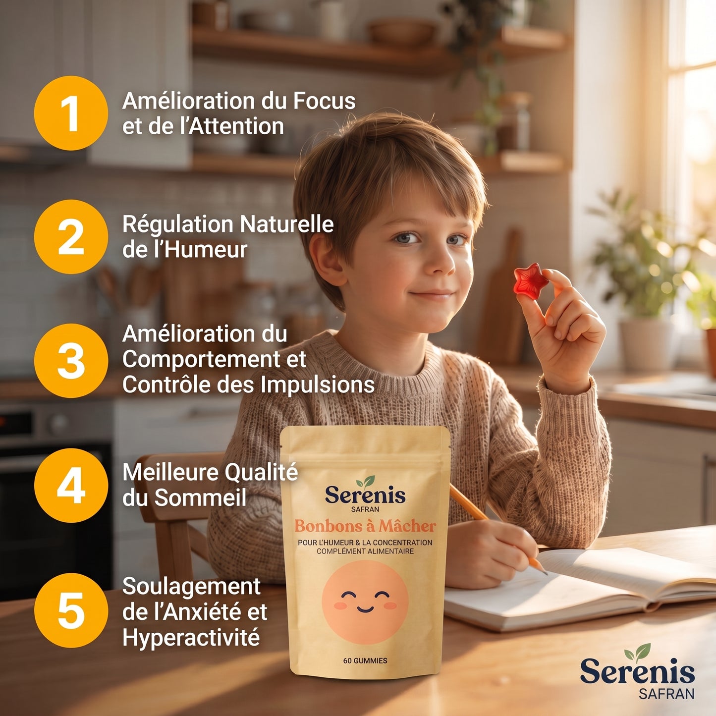 Serenis Bonbons a Macher - 5 benefices principaux